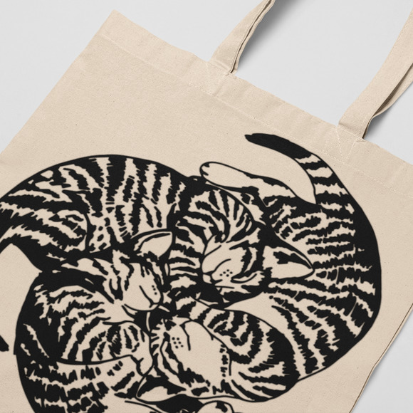 Cat 3 Purricane Striped Kittens Tote Bag - Picture 3 of 5